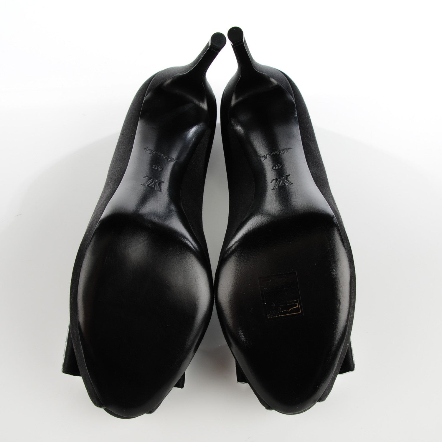 Louis Vuitton Satin Music Hall Open Toe Pumps 40 Black 6 of 9