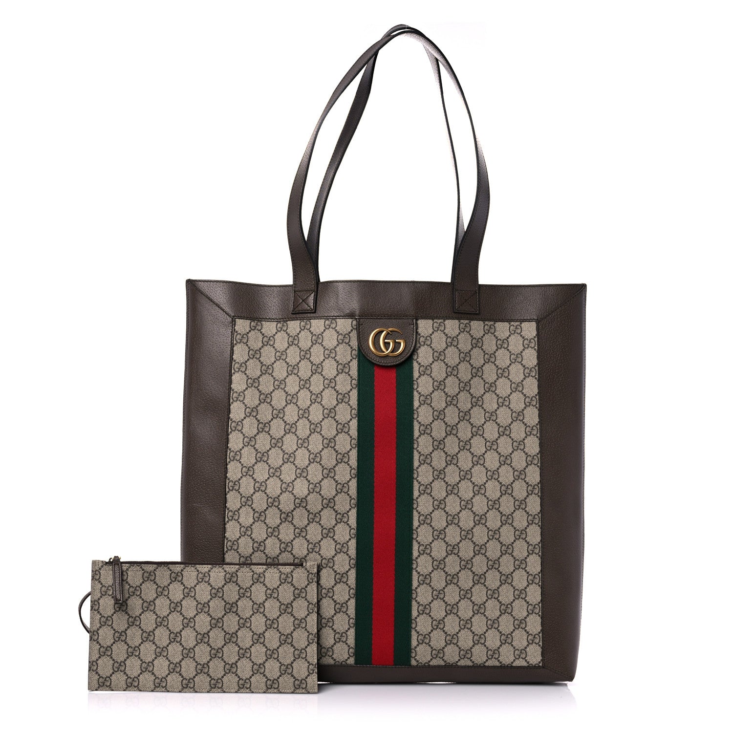 Gucci GG Supreme Monogram Web Large Ophidia Vertical Shopping Tote Brown 1 of 17