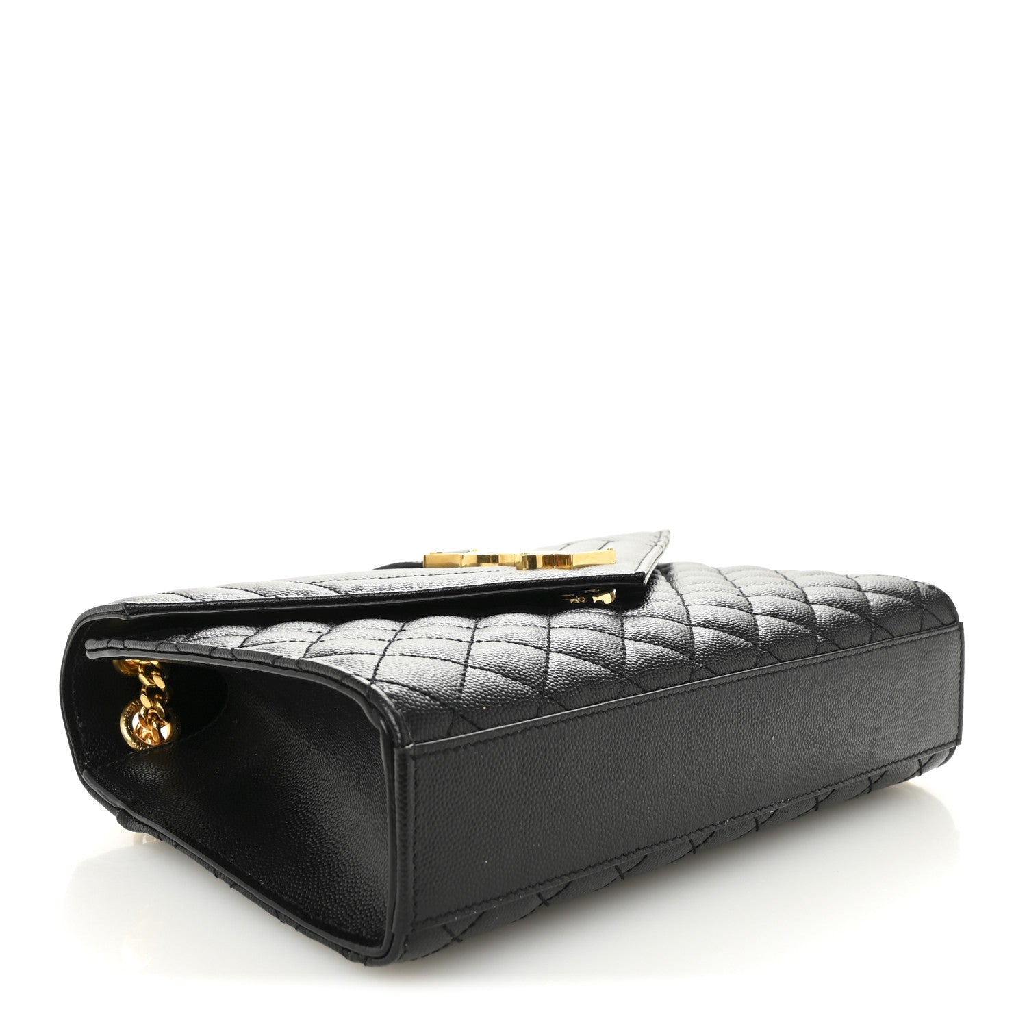 Saint Laurent Grain De Poudre Textured Mixed Matelasse Triquilt Medium Monogram Satchel Black 4 of 10