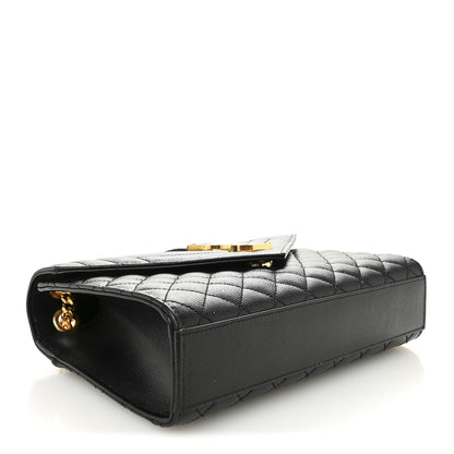Saint Laurent Grain De Poudre Textured Mixed Matelasse Triquilt Medium Monogram Satchel Black 4 of 10