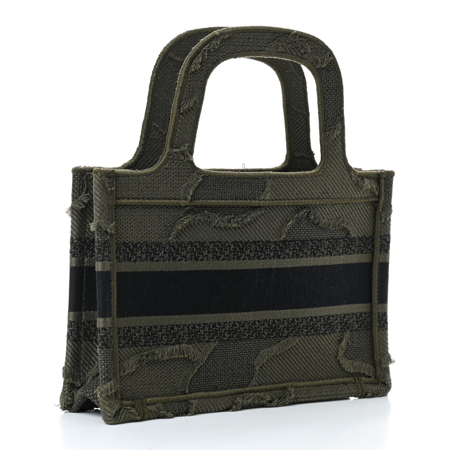 Canvas Embroidered Camouflage Mini Book Tote Green