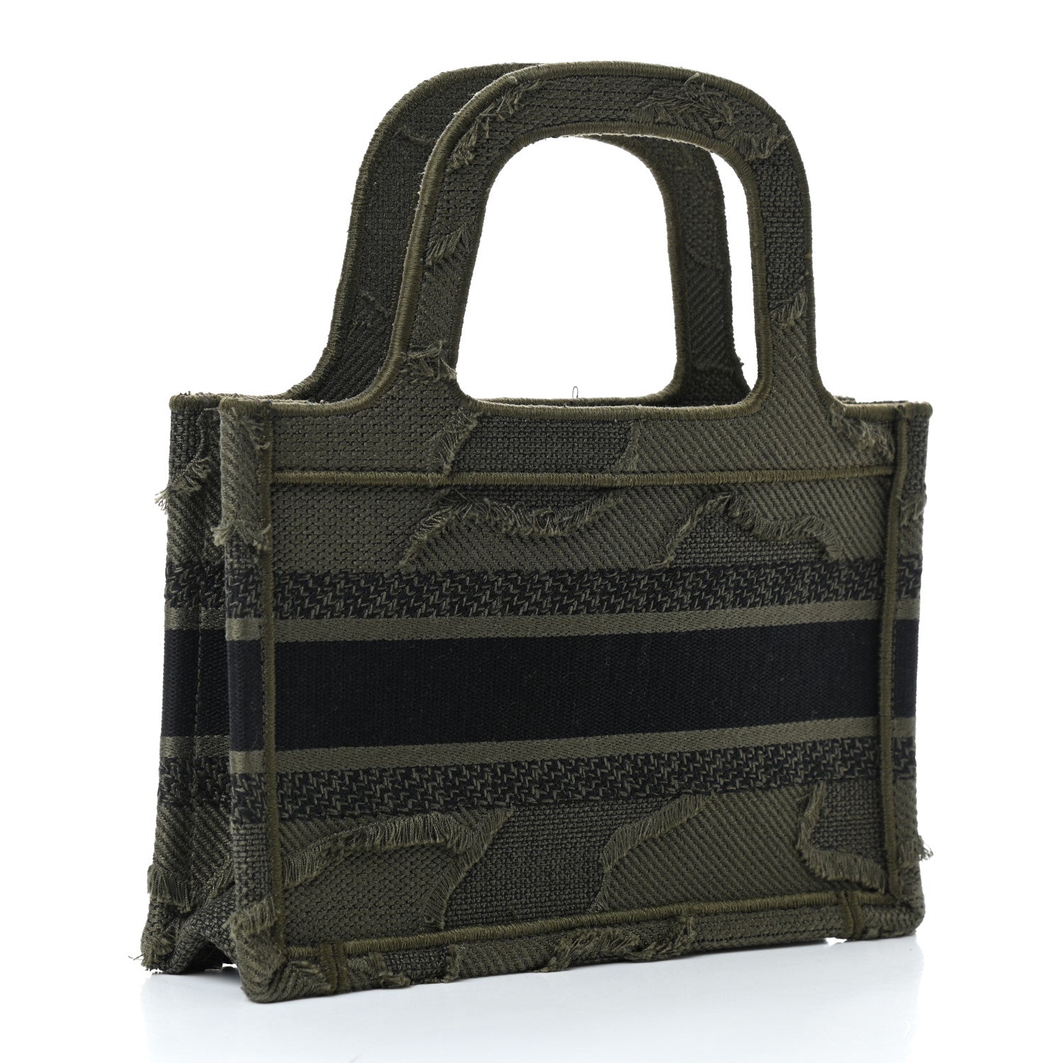 Christian Dior Canvas Embroidered Camouflage Mini Book Tote Green 3 of 9