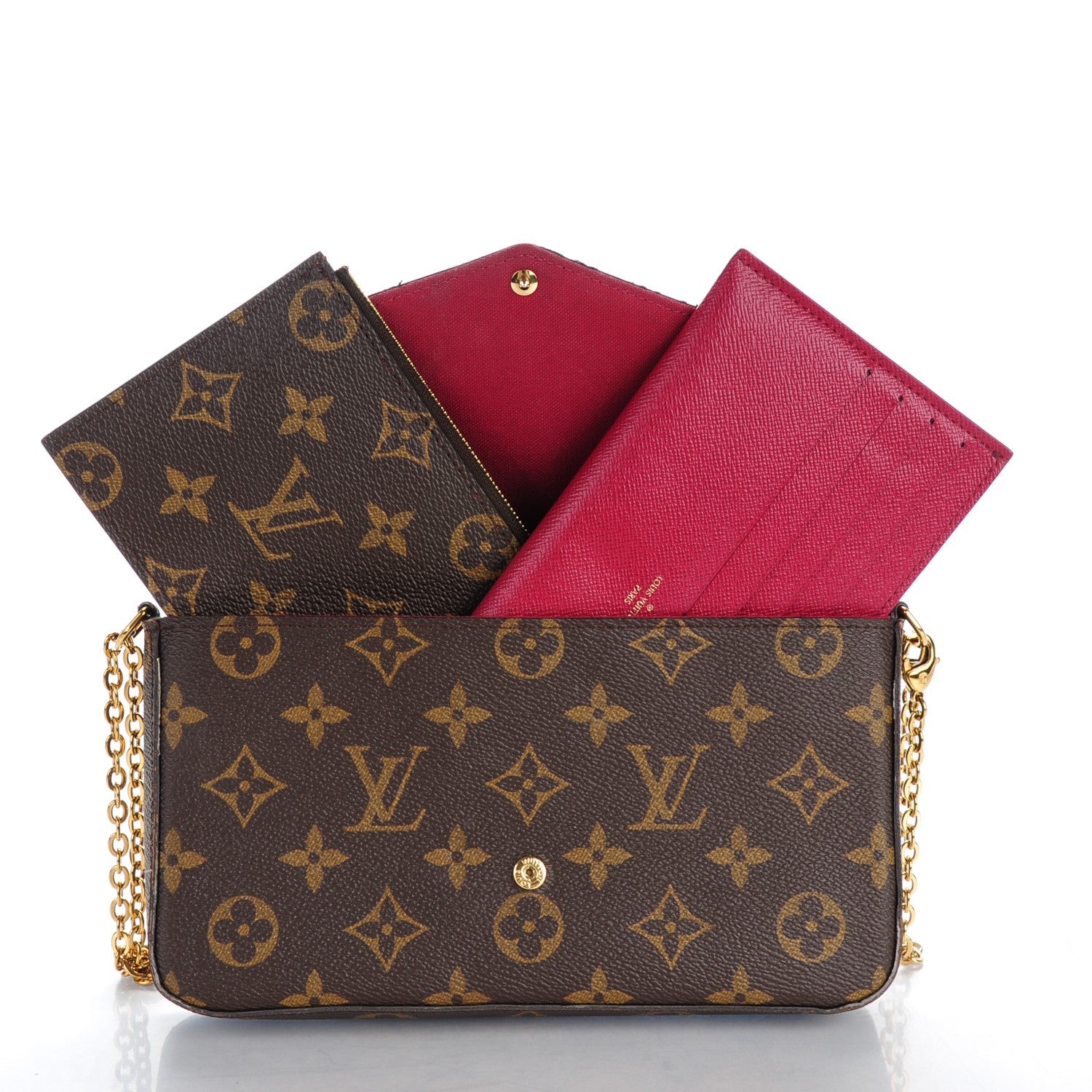 Louis Vuitton Monogram Pochette Felicie Chain Wallet Fuchsia 5 of 9