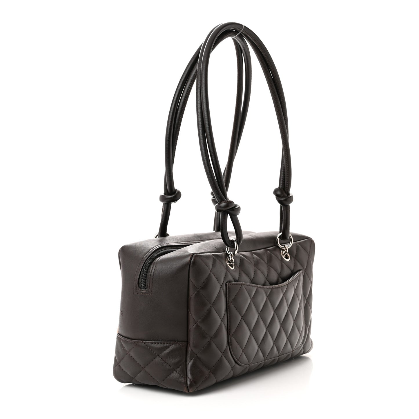 Calfskin Quilted Cambon Large Bowler Brown Beige