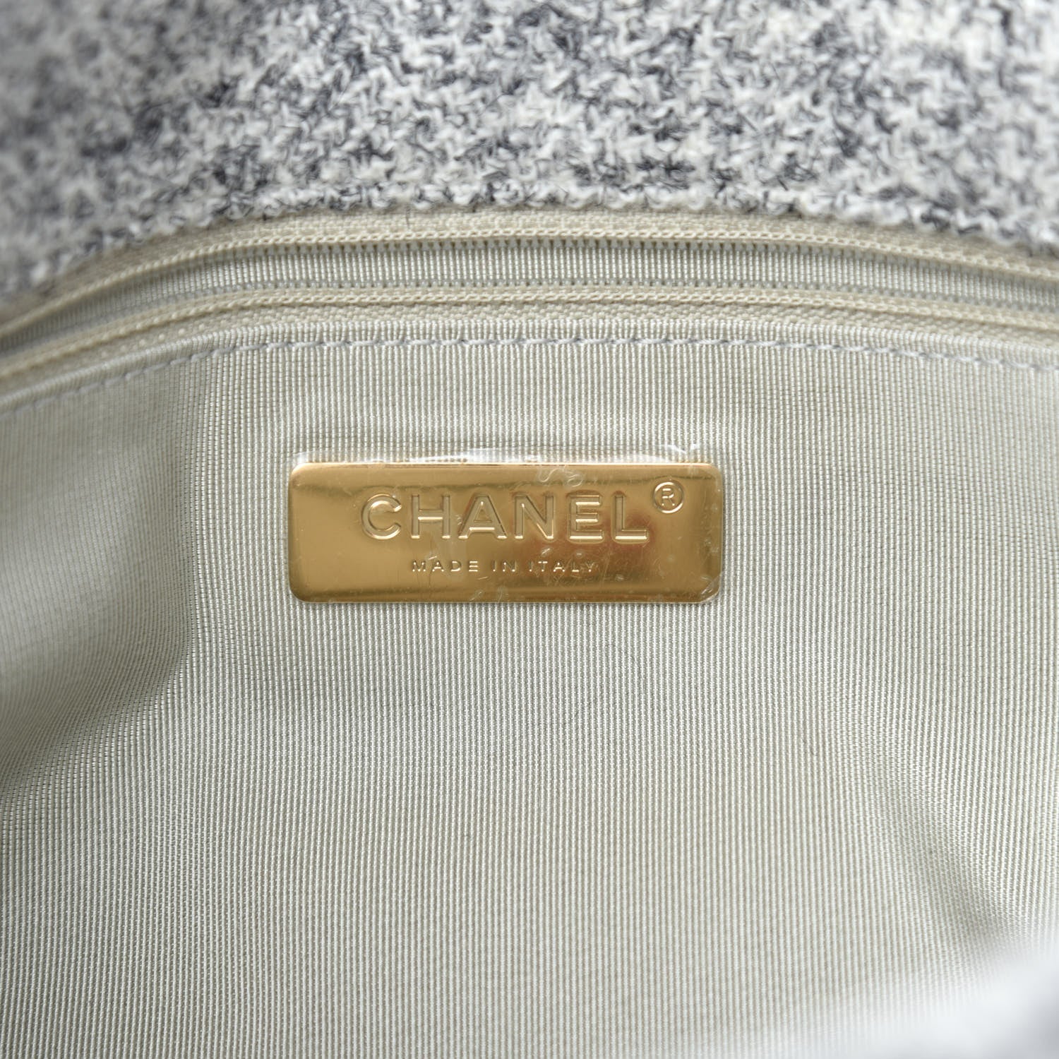 Chanel Tweed Quilted Medium Chanel 19 Flap Grey Ecru 6 of 10