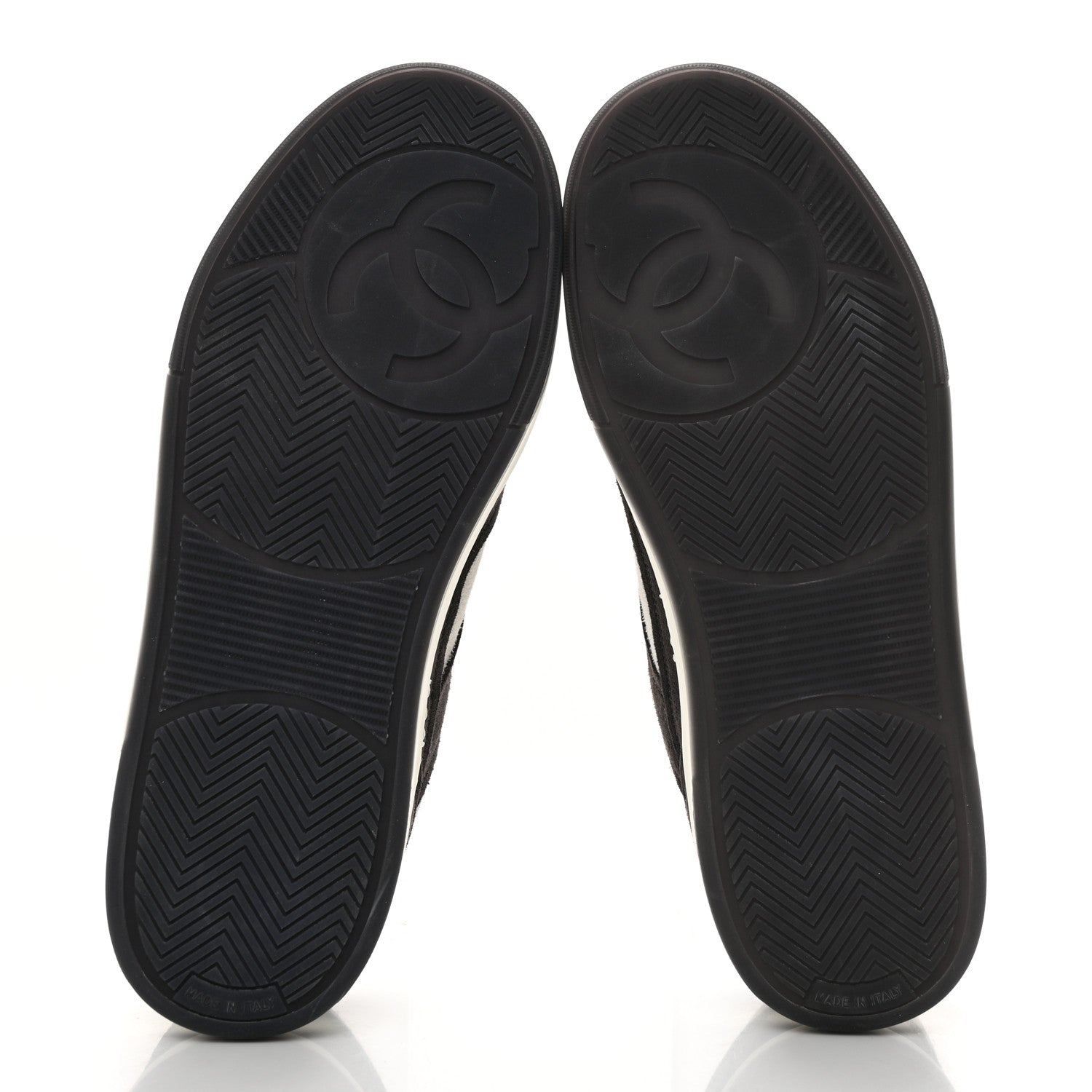 Chanel Suede Kidskin Womens CC Sneakers 40 Black White 5 of 9