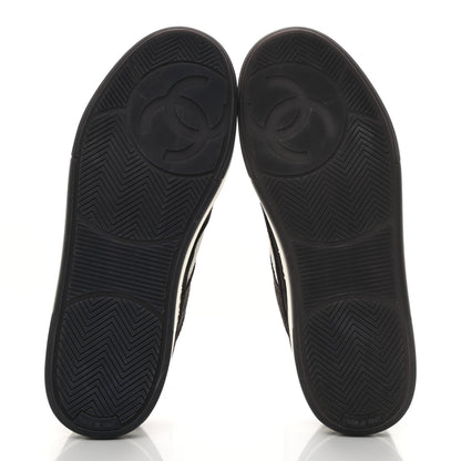 Chanel Suede Kidskin Womens CC Sneakers 40 Black White 5 of 9