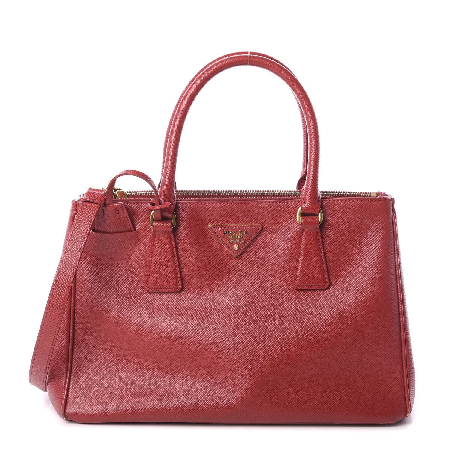 Prada Saffiano Small Galleria Double Zip Tote Fuoco 1 of 12