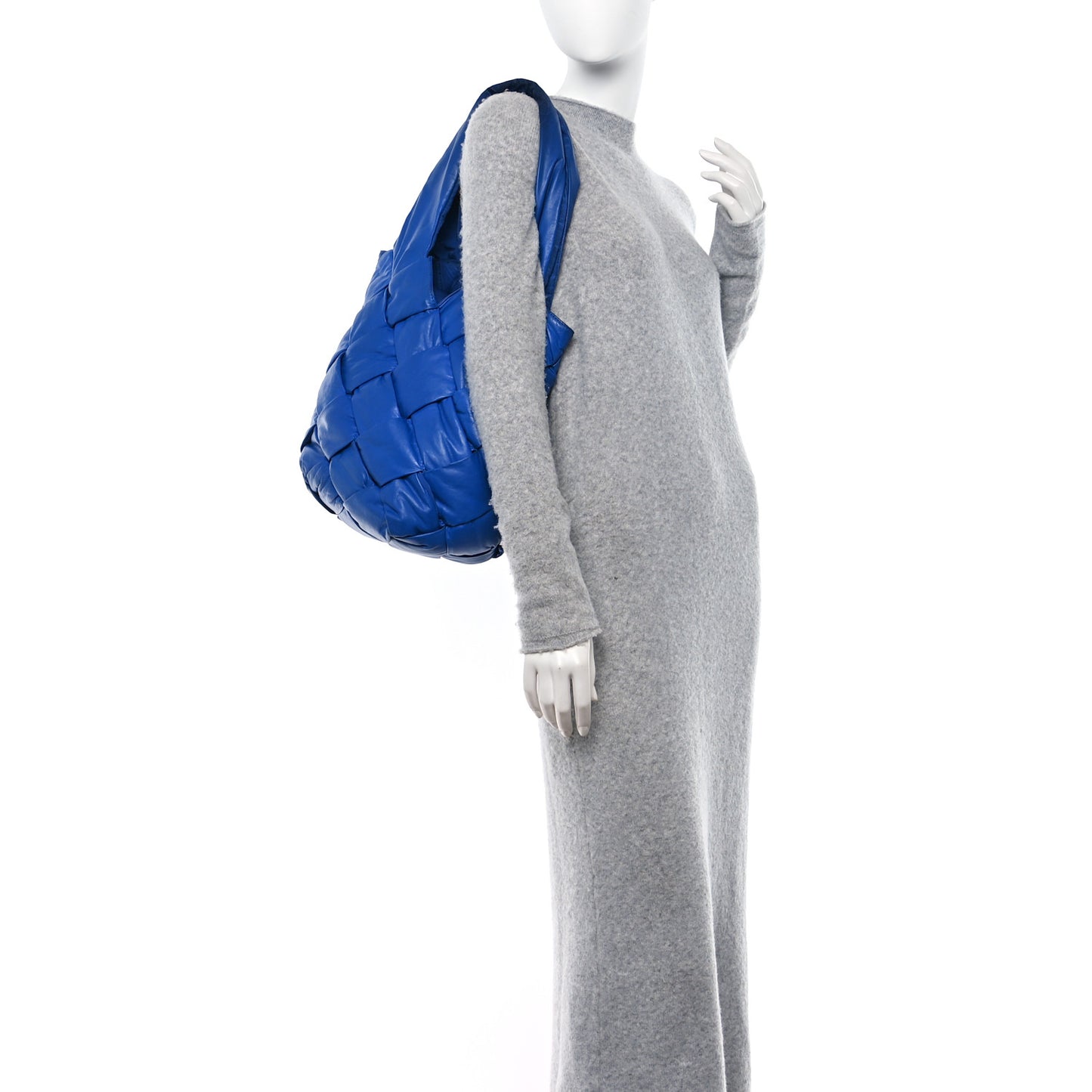 Lambskin Intrecciato Padded Small Cassette Tote Cobalt