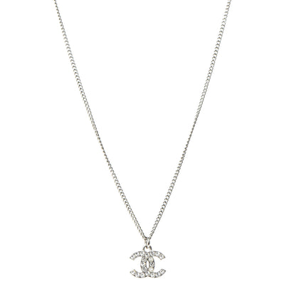 Chanel Crystal Timeless CC Necklace Silver 1 of 6