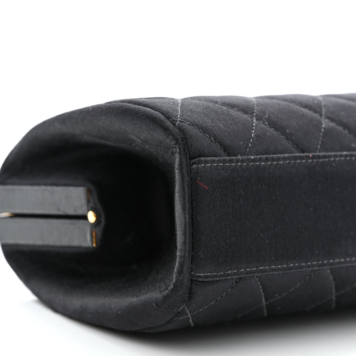 Satin Quilted CC Kisslock Clutch Black