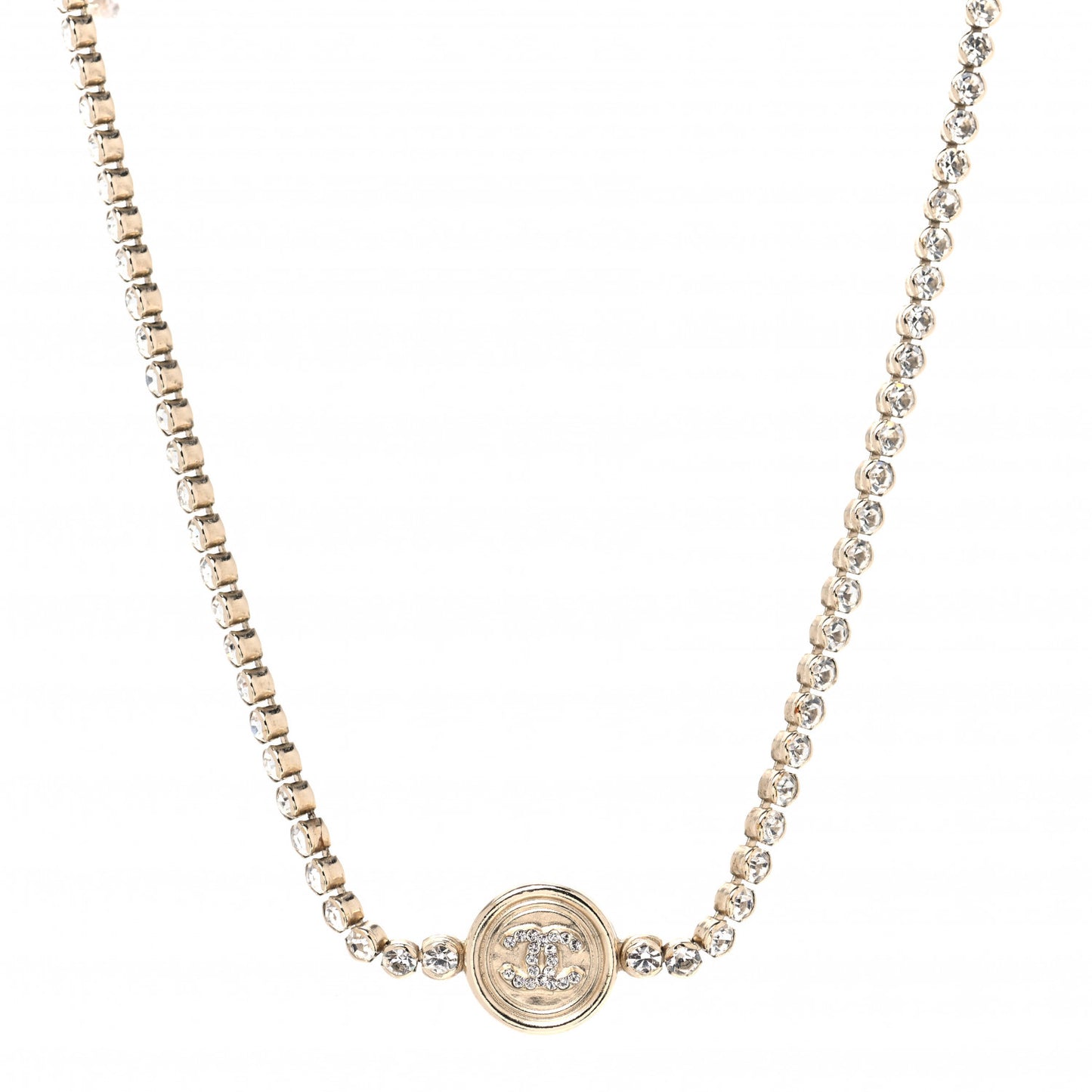 Crystal CC Chain Short Necklace Gold