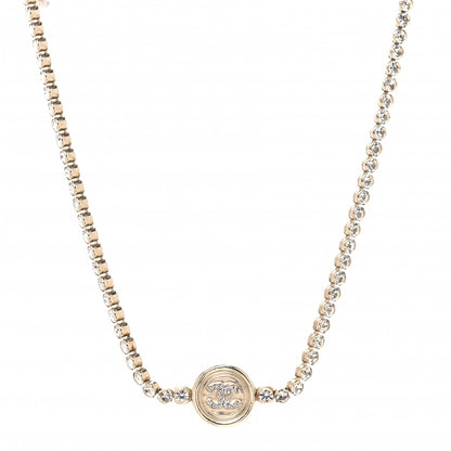 Chanel Crystal CC Chain Short Necklace Gold 1 of 4