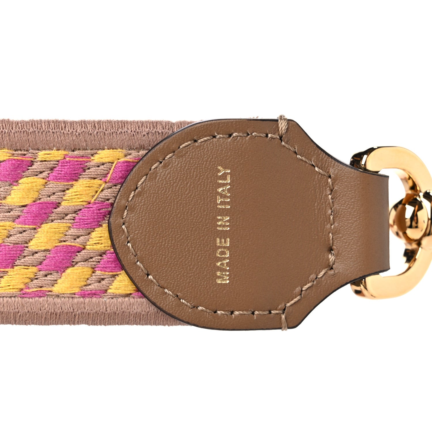 Fendi Canvas Vitello King Logo Embroidered Shaped Strap You Bouganville Mimosa Miele Sand 3 of 6