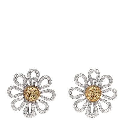 Roberto Coin 18K White Yellow Gold Yellow Diamond Daisy Earrings 1 of 4