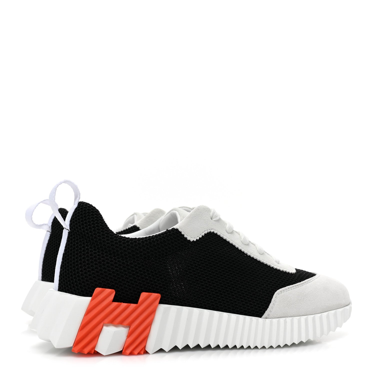 Hermes Air Mesh Suede Goatskin Bouncing Sneakers 36 Black Orange 4 of 9