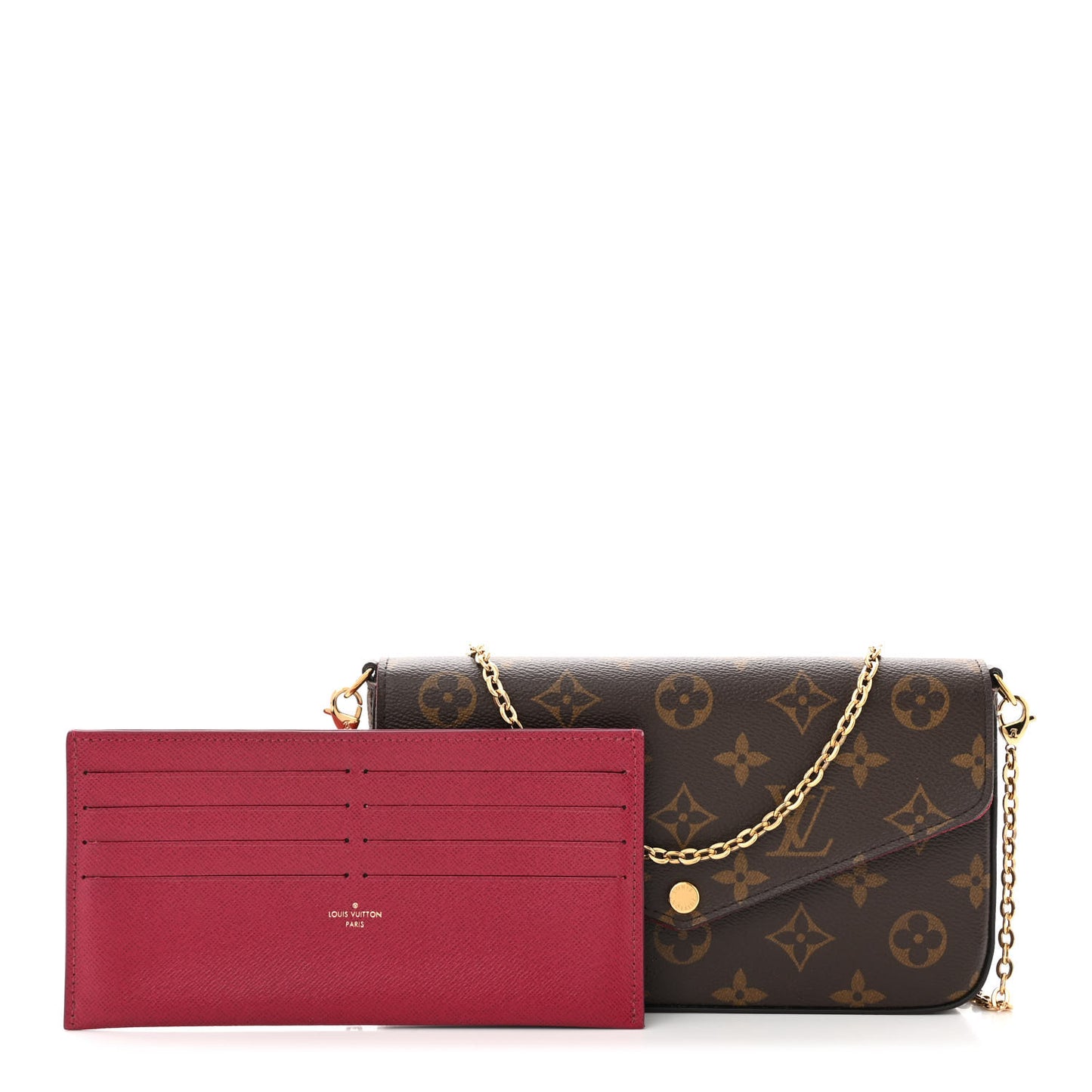 Monogram Pochette Felicie Chain Wallet Fuchsia