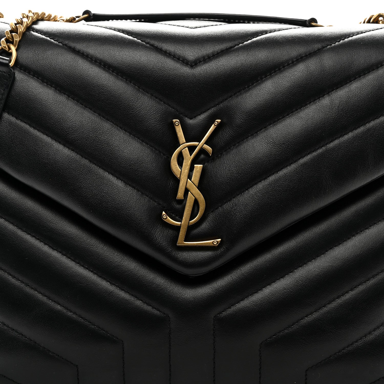 Saint Laurent Calfskin Y Quilted Monogram Medium Loulou Chain Satchel Black 9 of 11
