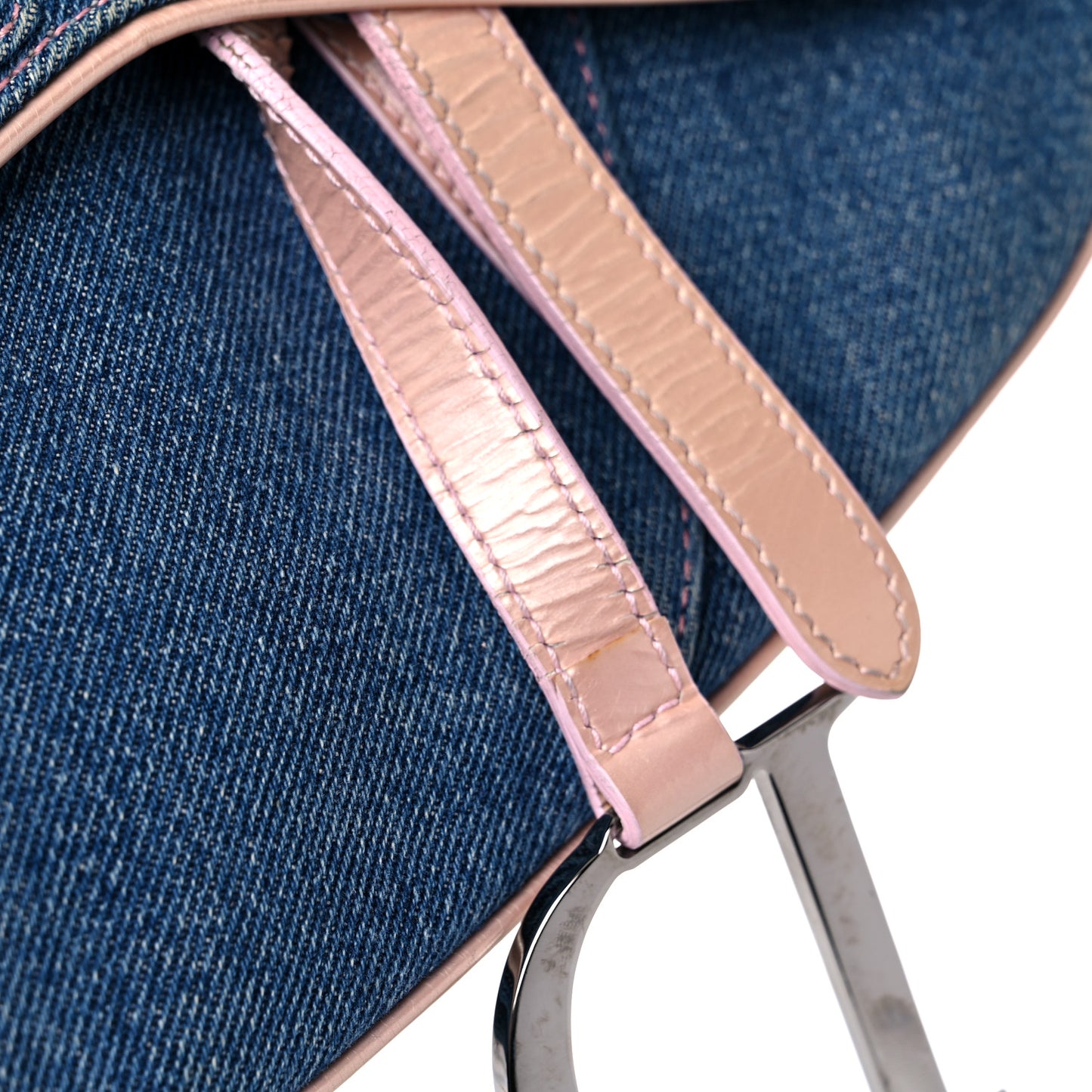Patent Denim Jeans Saddle Bag Blue Pink