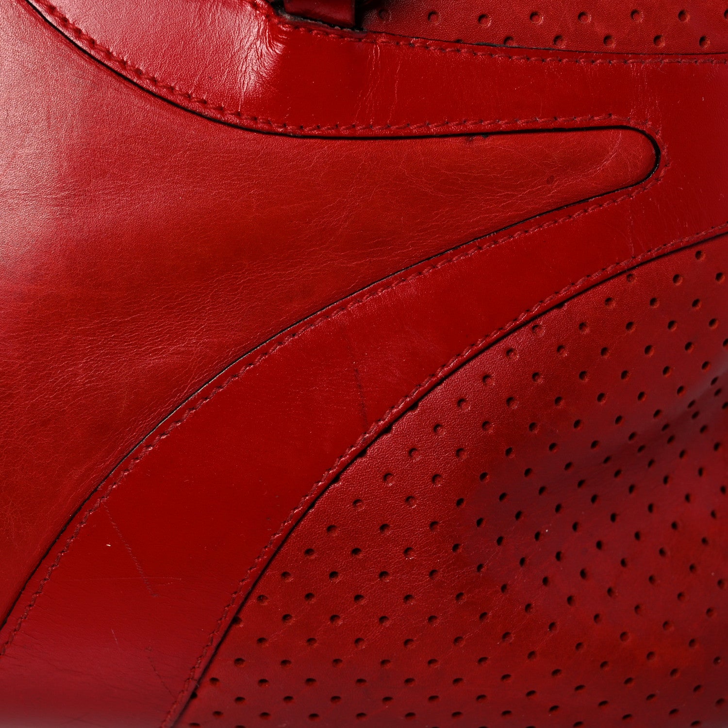 Prada Vitello Drive Perforated Bowling Bag Fuoco 22 of 34