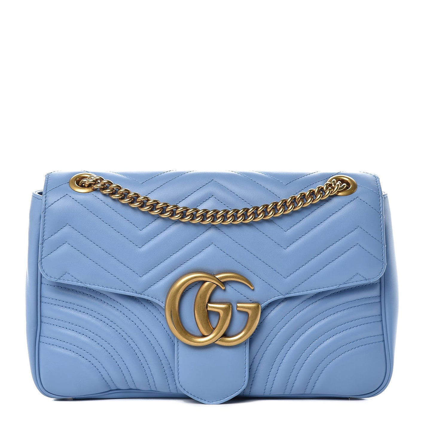 Calfskin Matelasse Medium GG Marmont Shoulder Bag Clear Sky Blue
