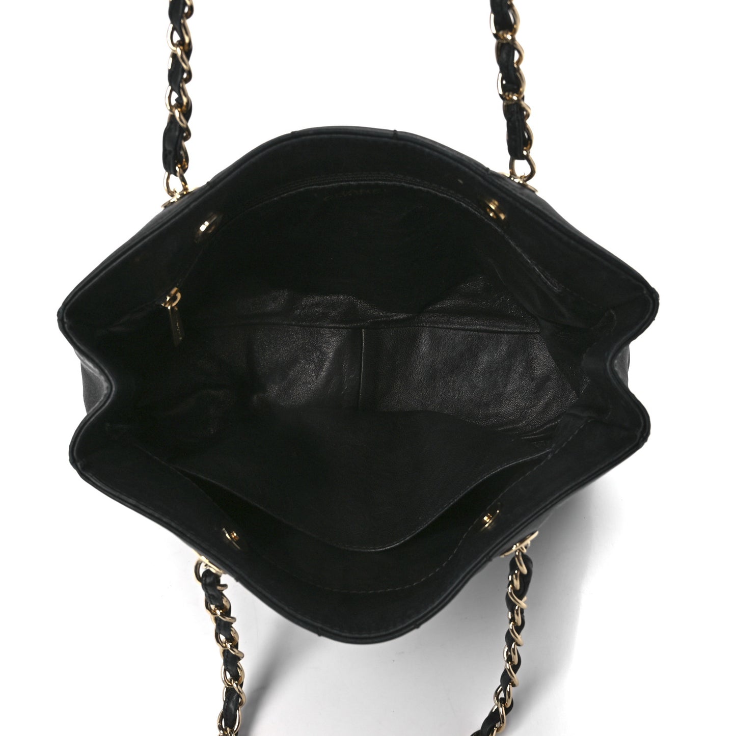 Calfskin Stitched Chocolate Bar Shopping Tote Black