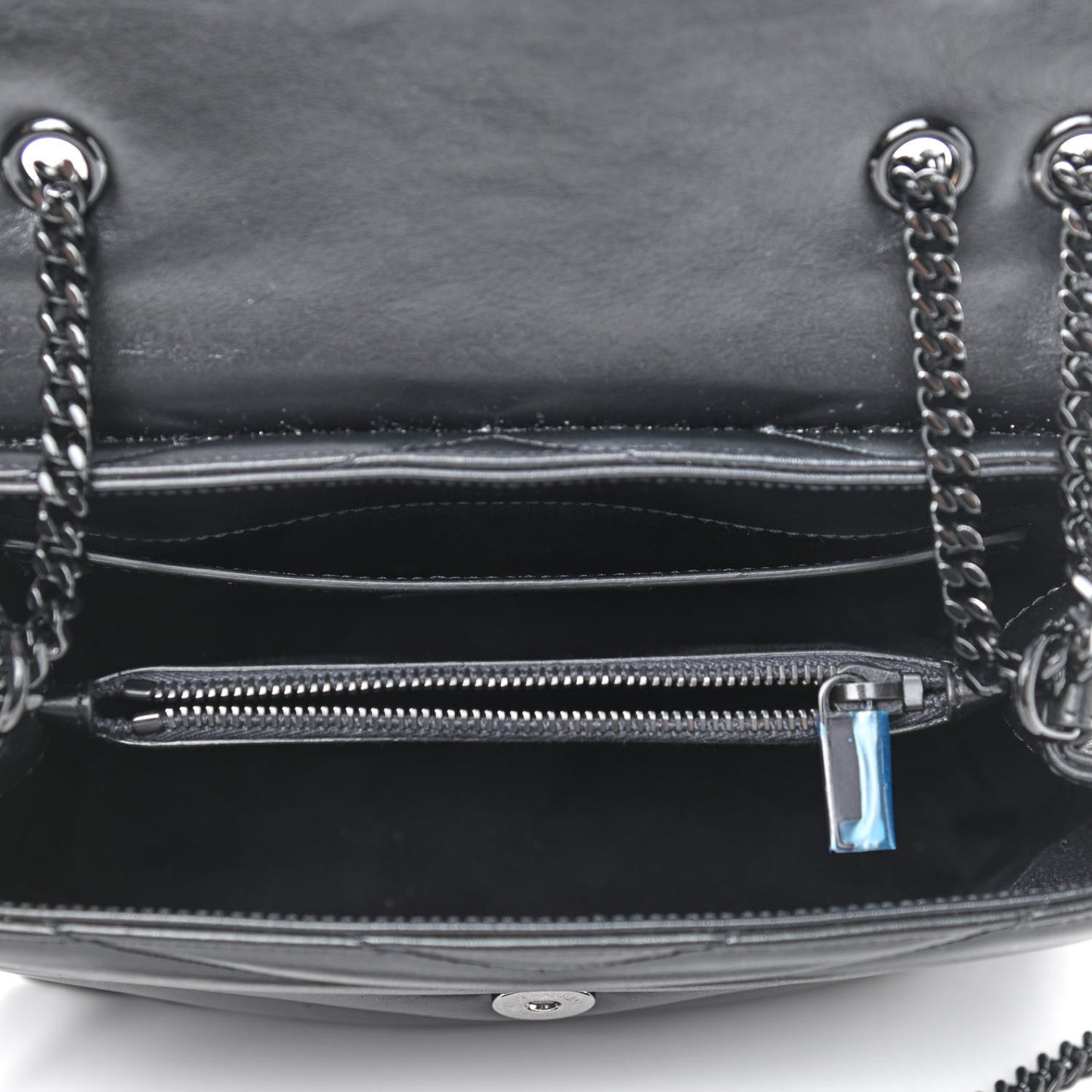 Calfskin Y Quilted Monogram Small Loulou Chain Satchel Black