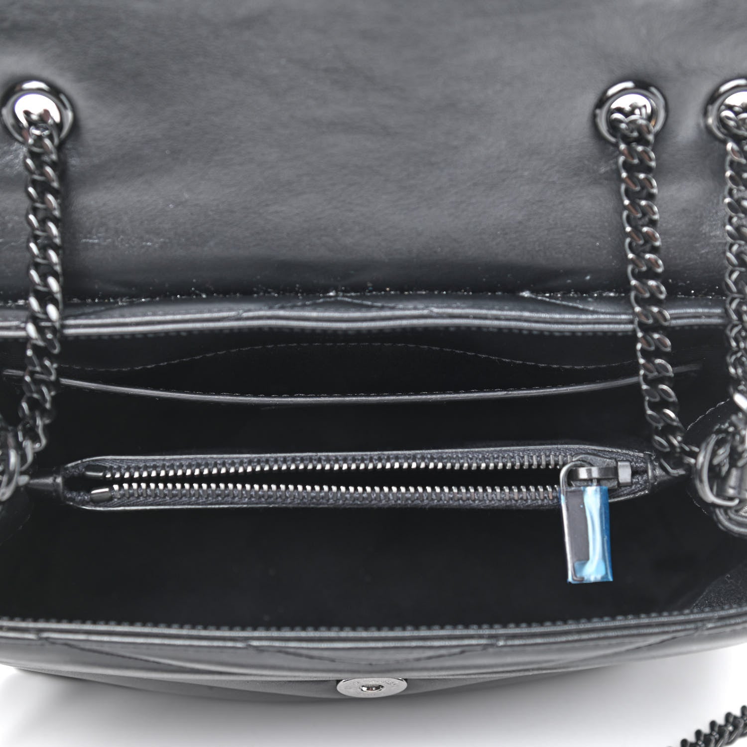 Saint Laurent Calfskin Y Quilted Monogram Small Loulou Chain Satchel Black 5 of 10