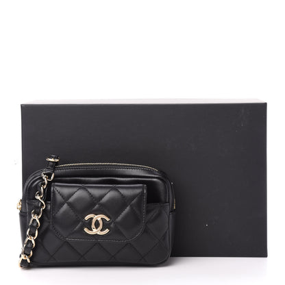 Chanel Lambskin Quilted Waist Bag With Pouch Black 12 of 12