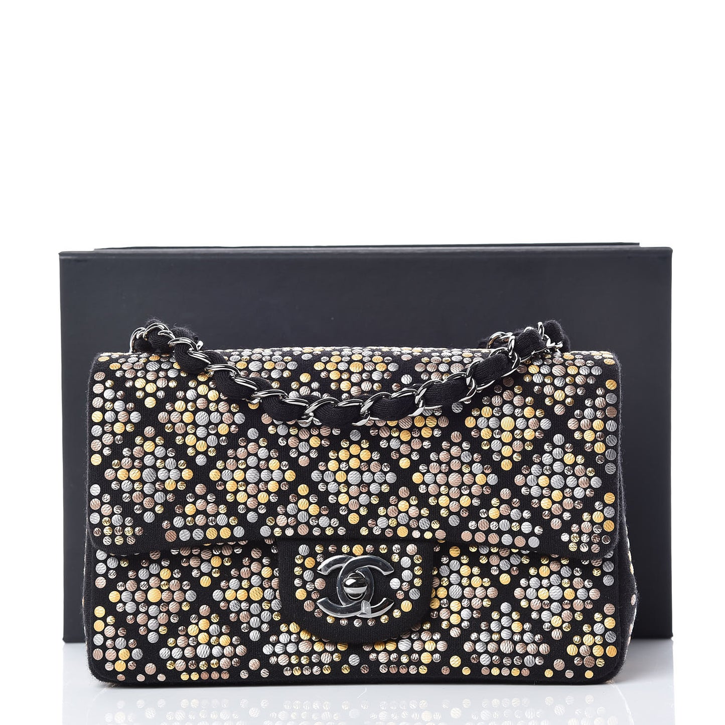 Jersey Embellished Mini Flap Black