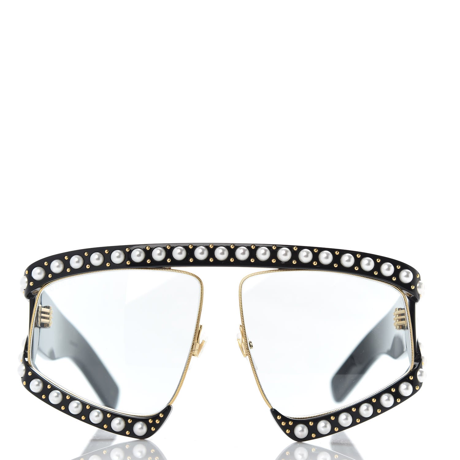 Gucci Acetate Pearl Rectangular Frame Sunglasses GG0234S Black 2 of 7