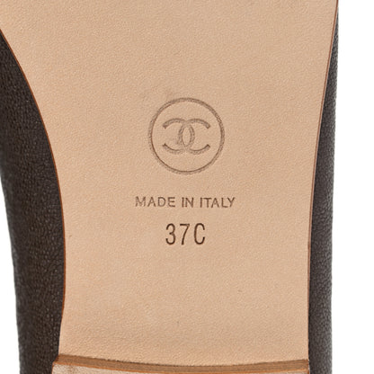 Chanel Caviar CC Cap Toe Ballerina Flats 37 Brown 8 of 9