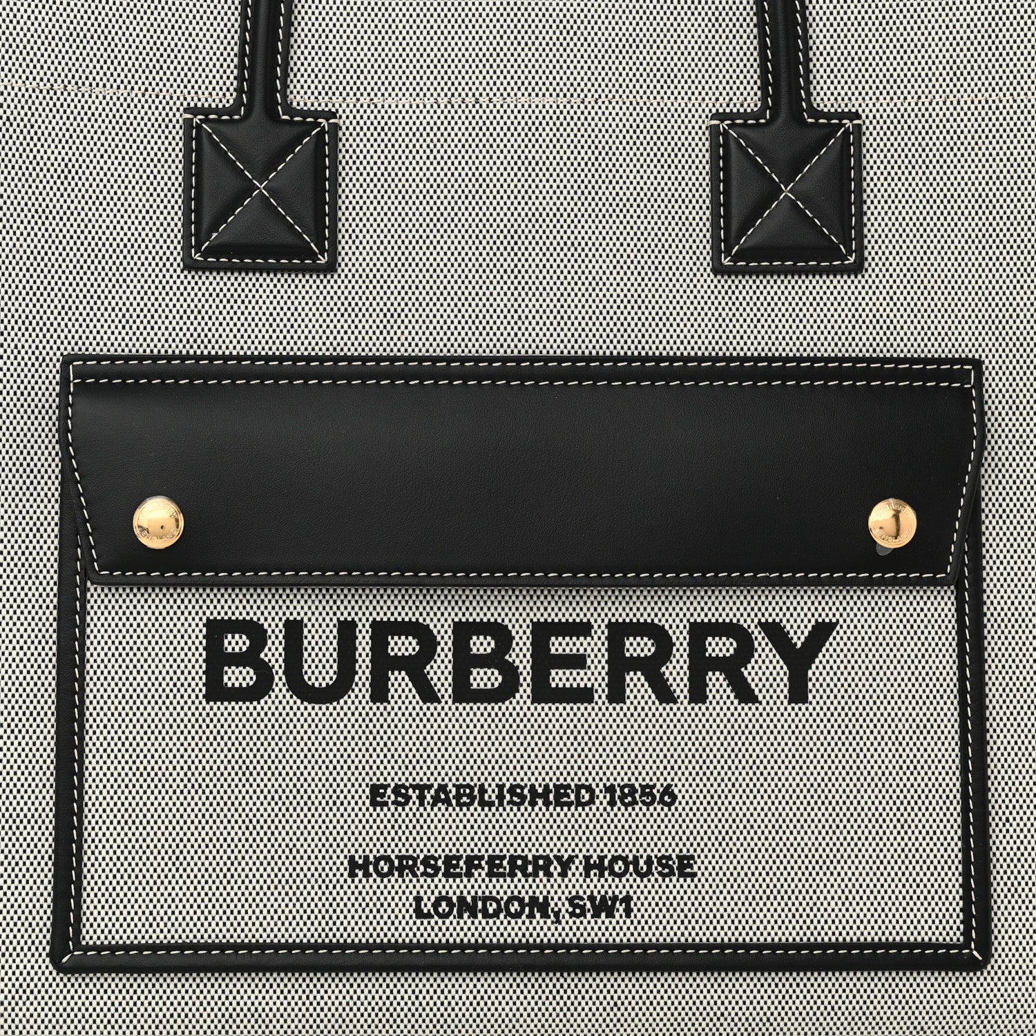 Burberry Canvas Smooth Calfskin Medium Two Tone Freya Tote Black 8 of 10