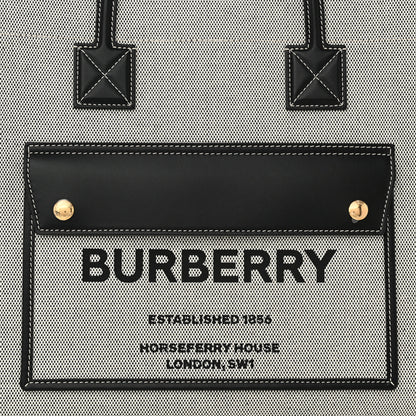 Burberry Canvas Smooth Calfskin Medium Two Tone Freya Tote Black 8 of 10