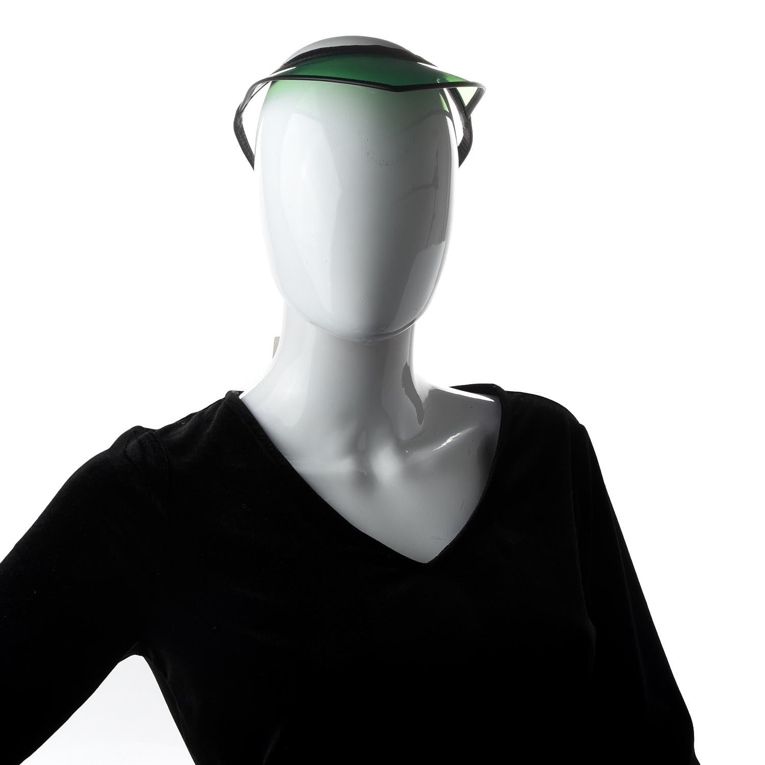Gucci Calfskin Vinyl Visor S Black Green 2 of 6