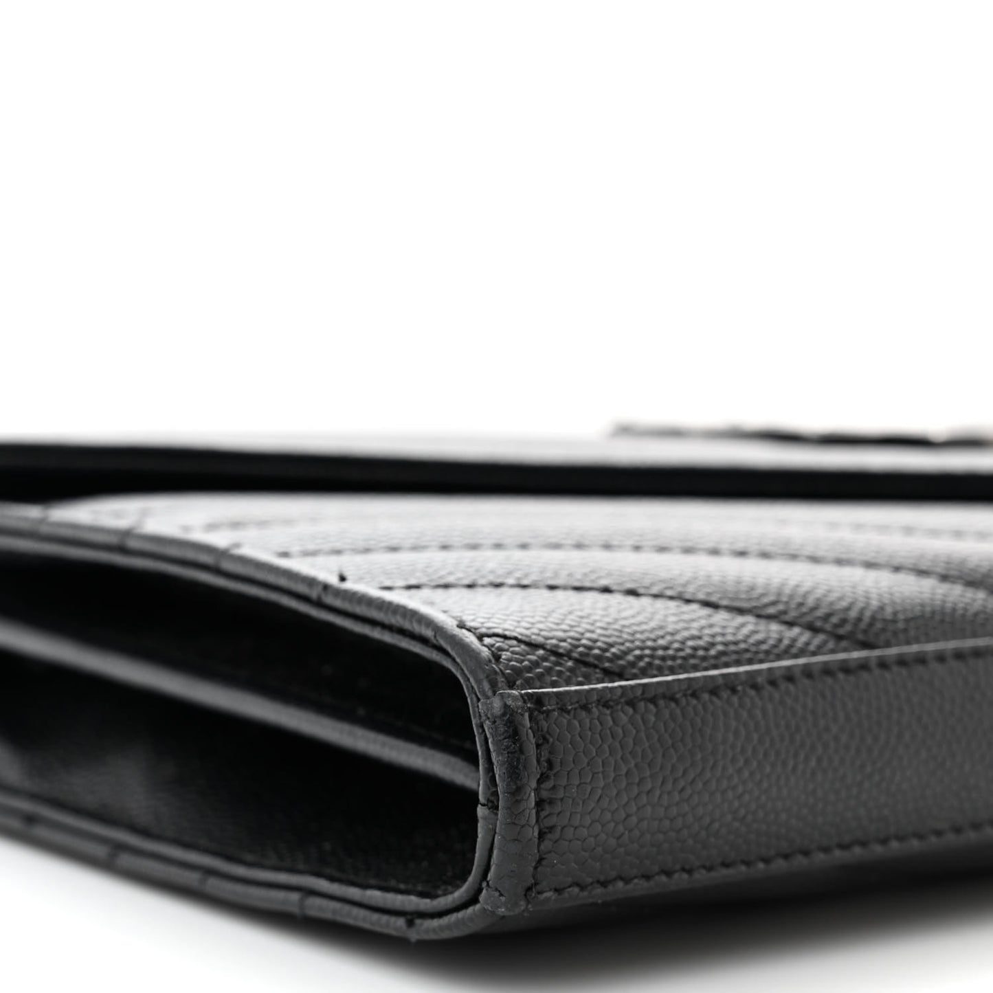 Grain De Poudre Matelasse Chevron Monogram Monochrome Chain Wallet Black