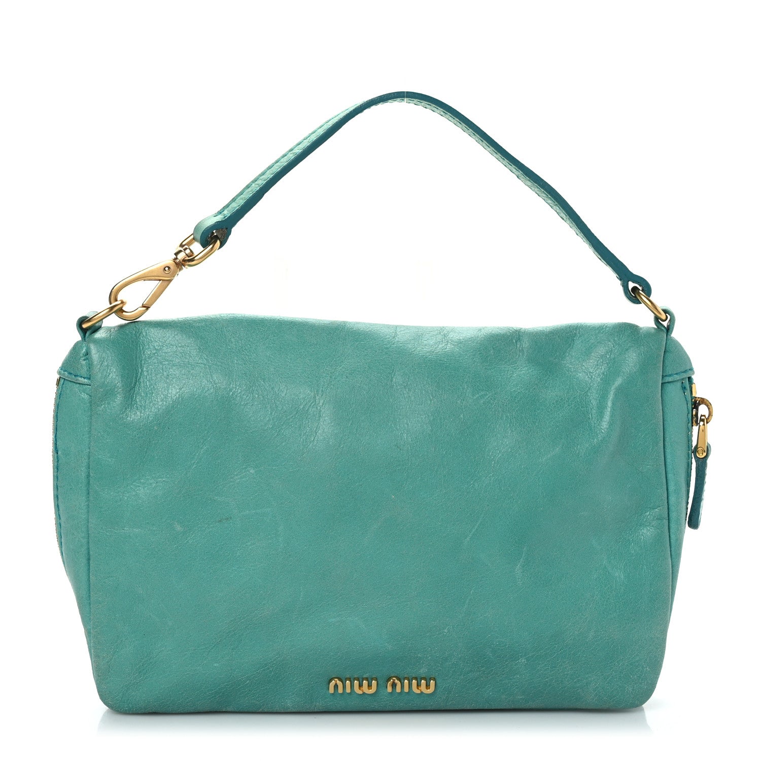 Miu Miu Nappa Shoulder Bag Turchese 1 of 10