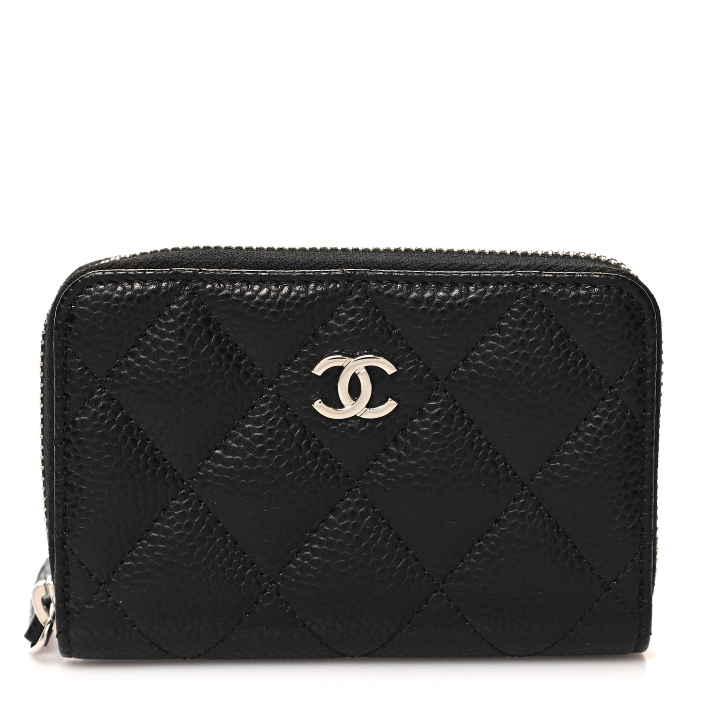 Caviar Quilted Zip Coin Purse Black