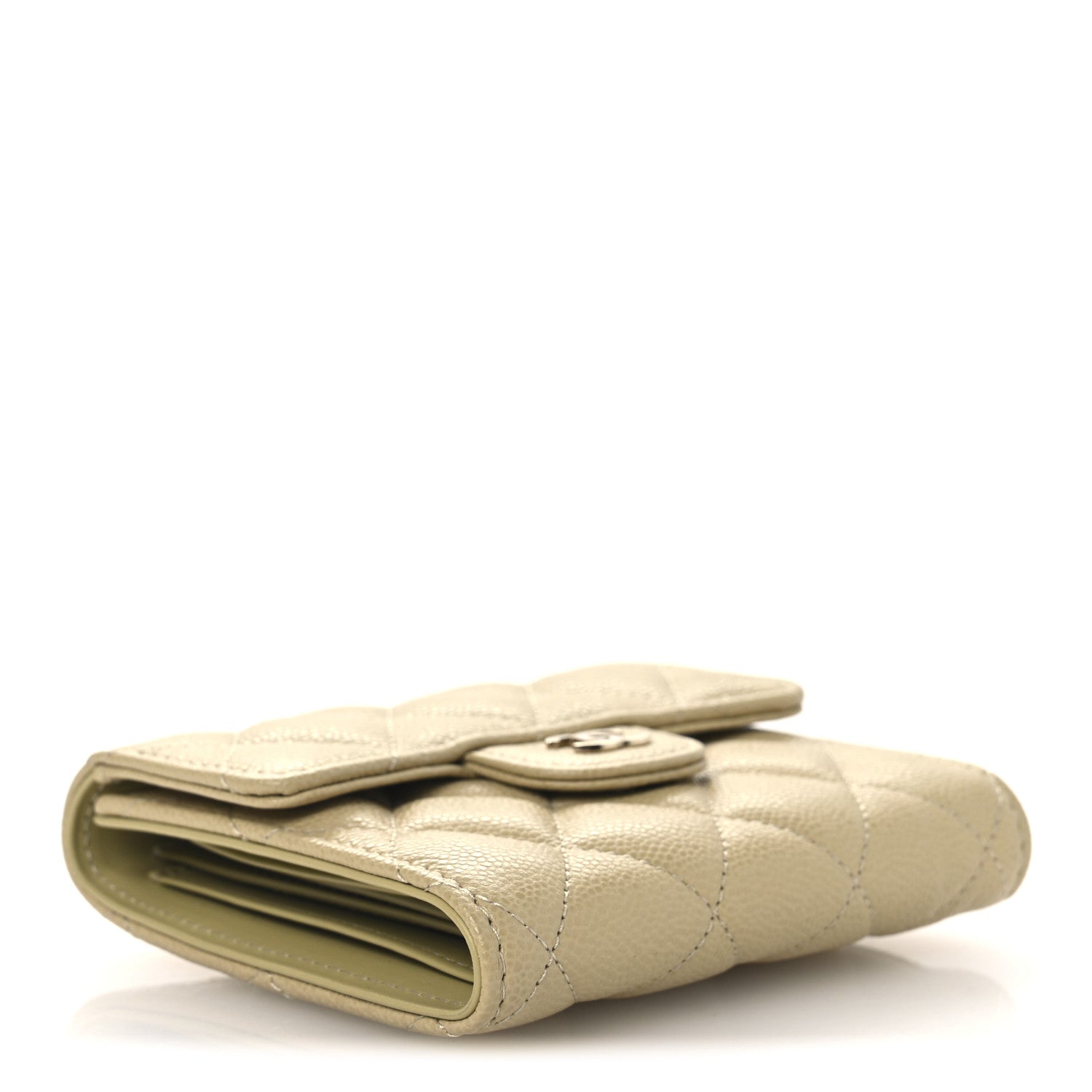 Chanel Caviar Quilted Compact Flap Wallet Light Green 4 of 11