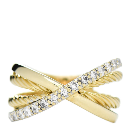 David Yurman 18K Yellow Gold Diamond X Crossover Cable Ring 57 8 1 of 5