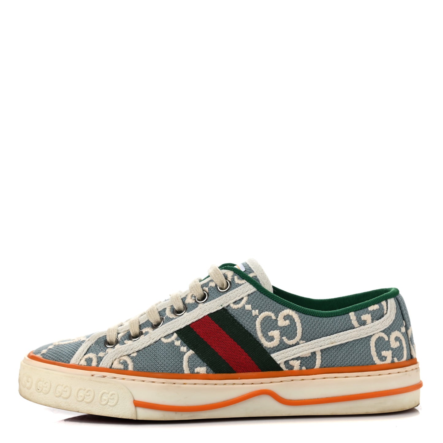 Cotton GG Monogram Web Womens 1977 Tennis Sneakers 36 Philod Ivory Mystic White