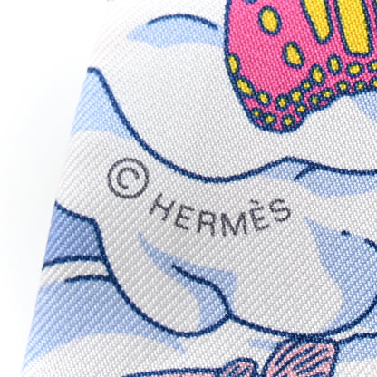 Hermes Silk Sur Mon Nuage Twilly Fuchsia Bleu Multicolor 4 of 4