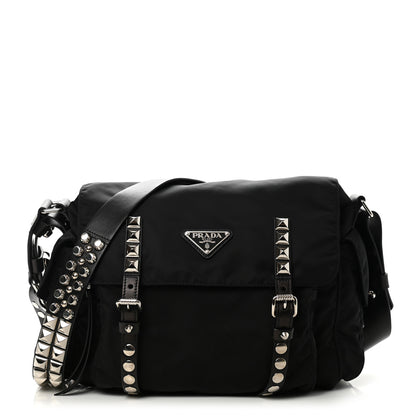 Prada Nylon New Vela Studded Messenger Black 1 of 13