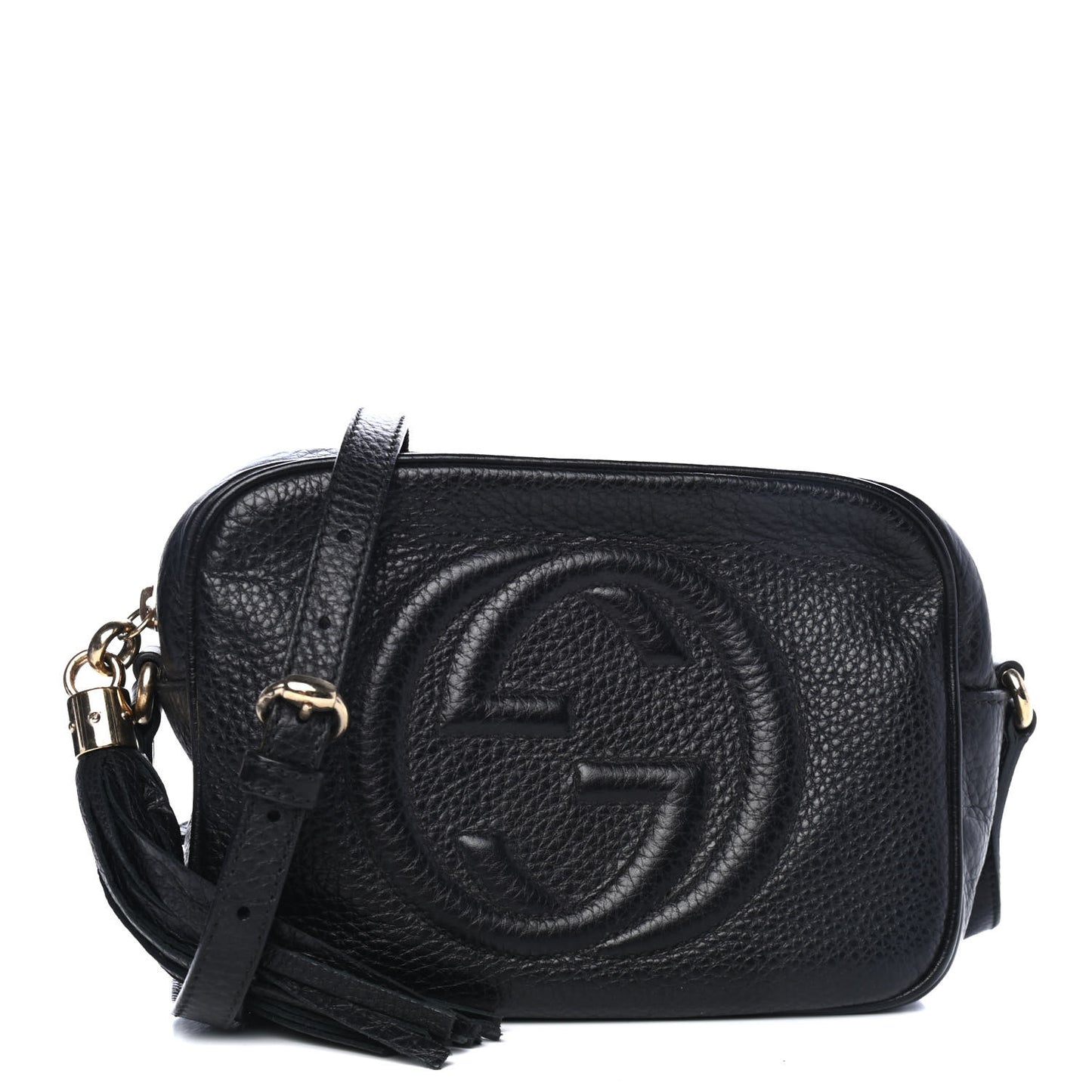 Pebbled Calfskin Small Soho Disco Bag Black