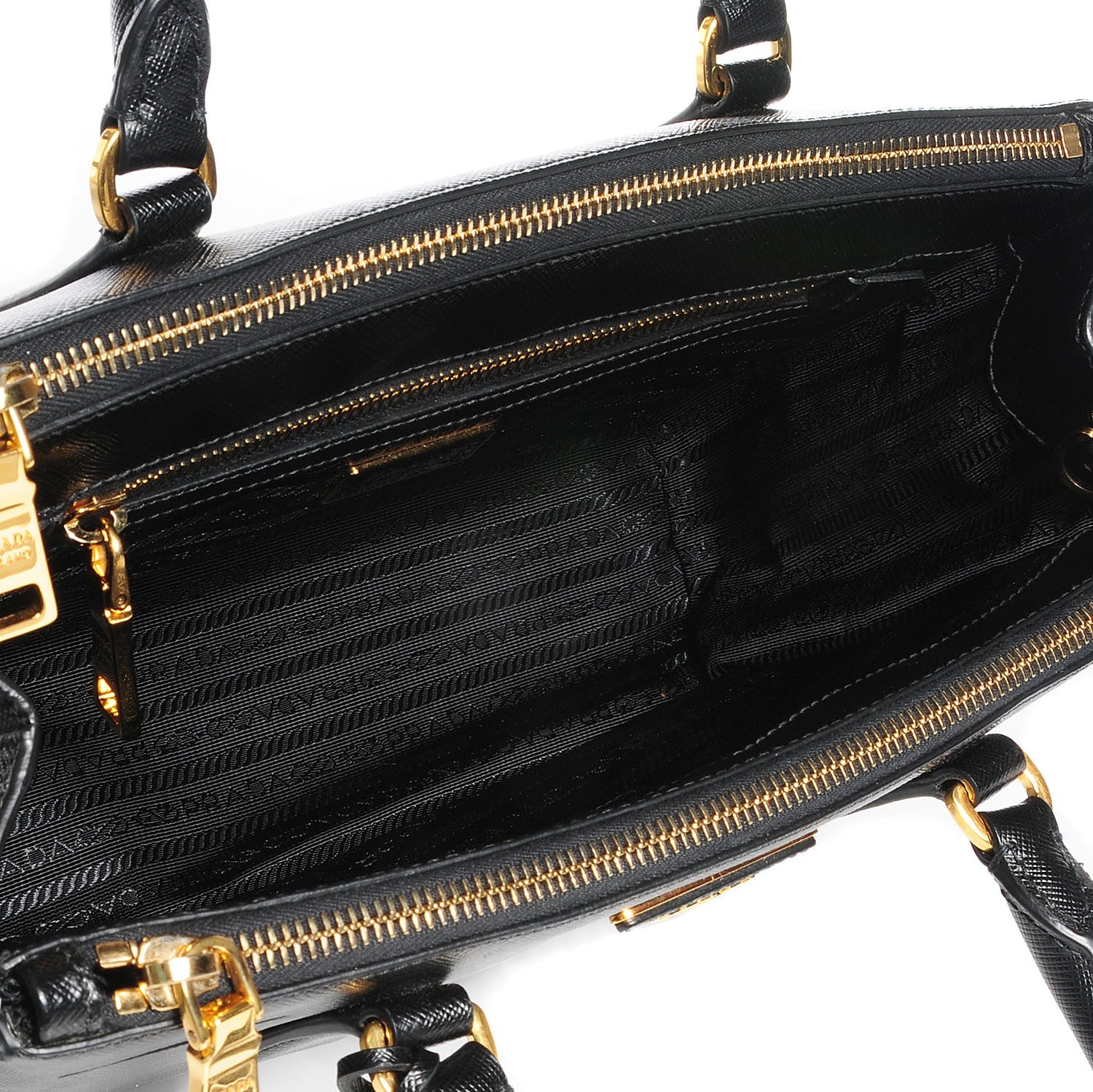 Prada Saffiano Lux Small Double Zip Tote Nero Black 5 of 11