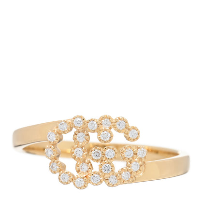 Gucci 18K Yellow Gold Diamond Running G Ring 54 6.75 1 of 5