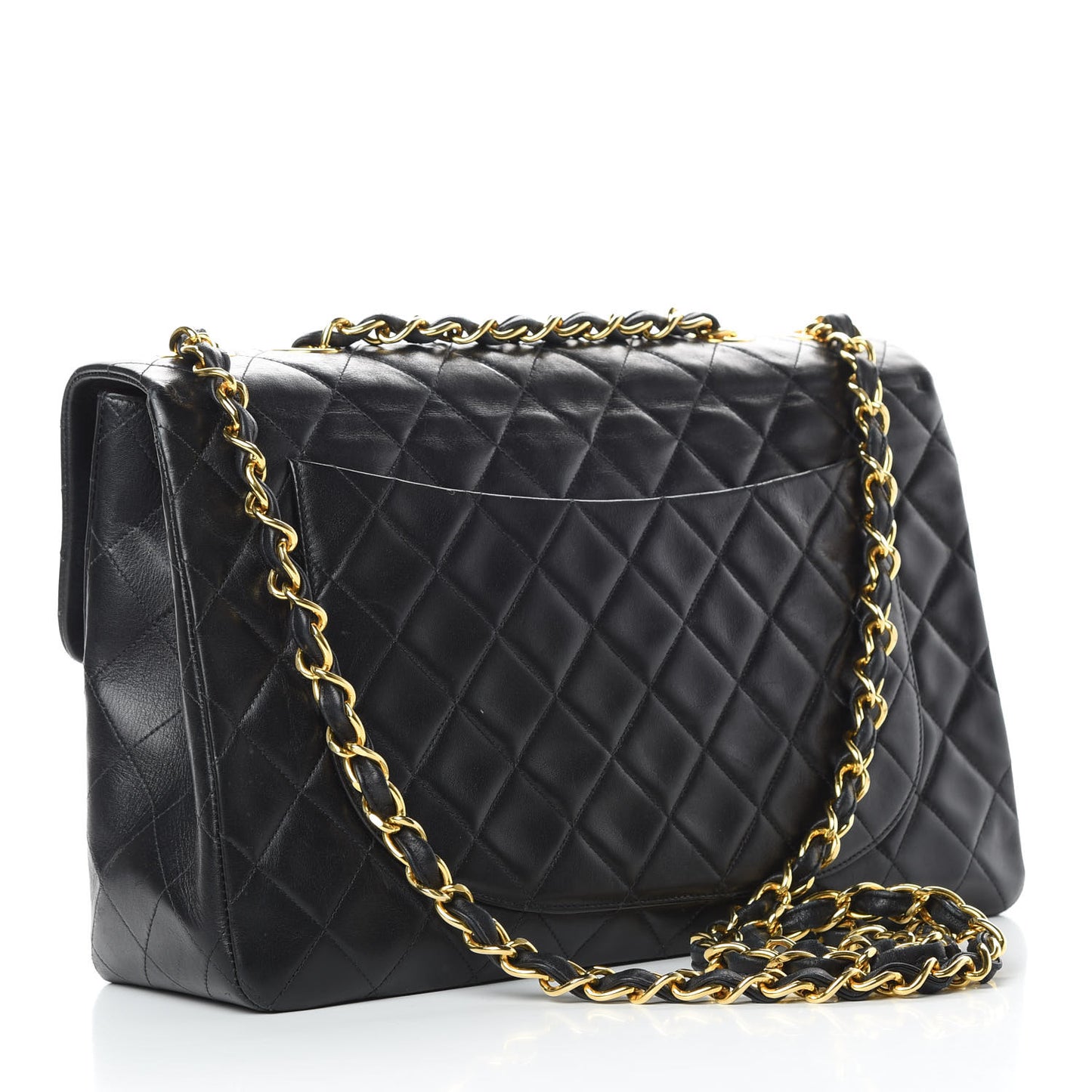 Lambskin Quilted XL Jumbo Single Flap Black