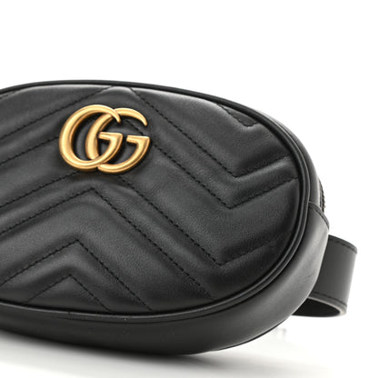 Gucci Calfskin Matelasse GG Marmont Belt Bag 85 34 Black 8 of 8