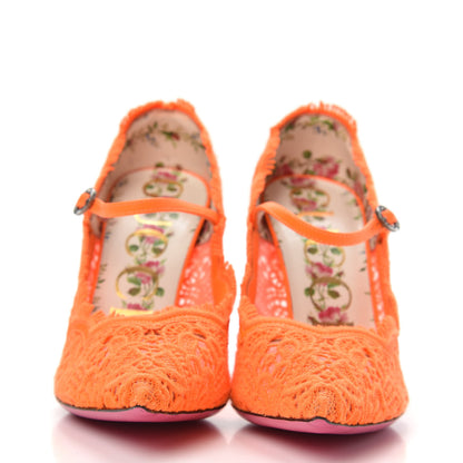 Gucci Lace Pizzo Venice Pumps 36 Orange Fluo 2 of 7
