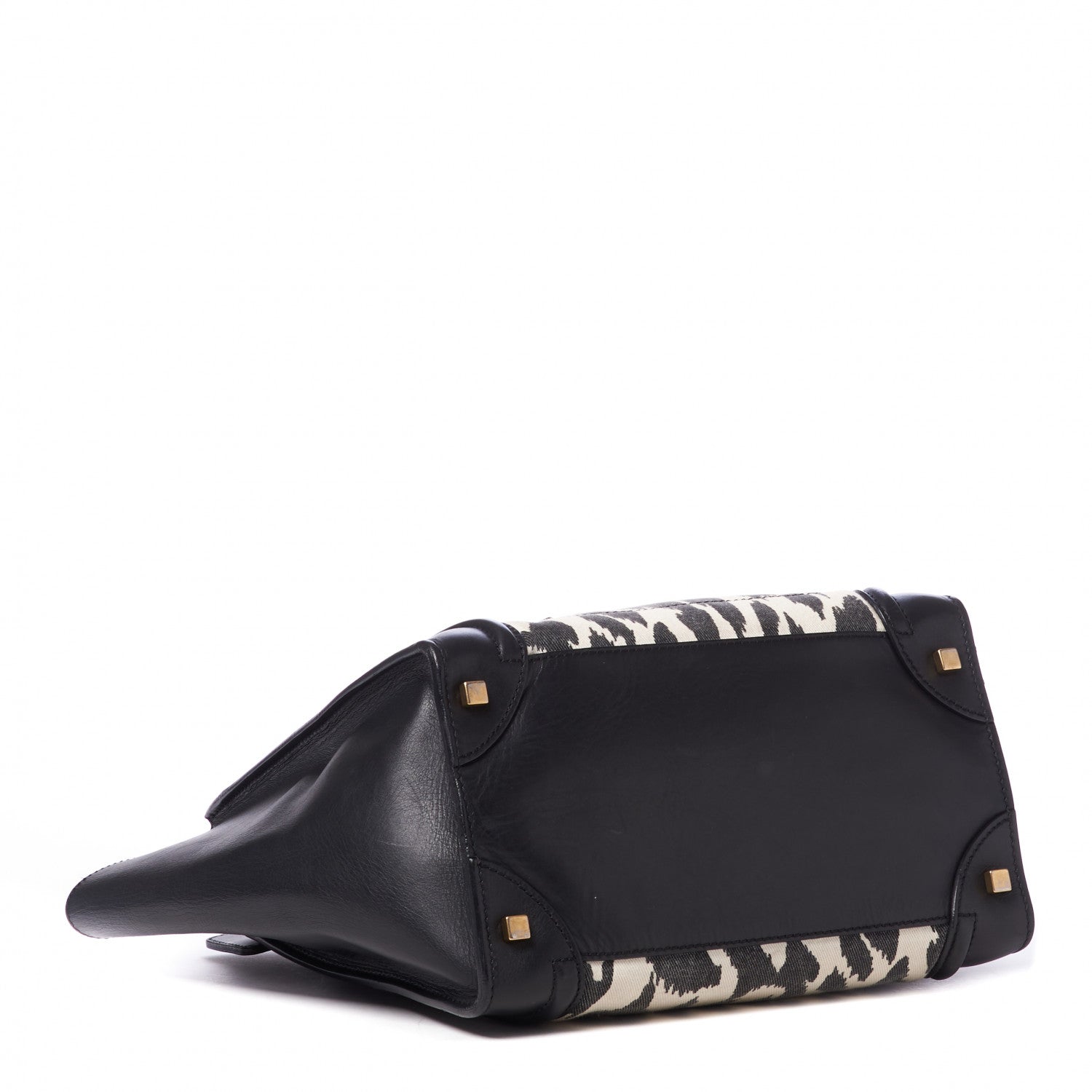 Celine Canvas Smooth Calfskin Leopard Print Mini Luggage Black 3 of 8